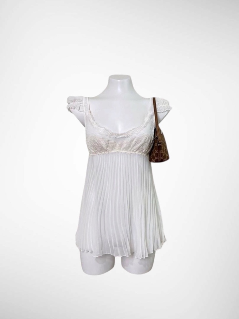 Victoria’s Secret Angelcore White Pleated Babydoll Open Back Slip Dress
